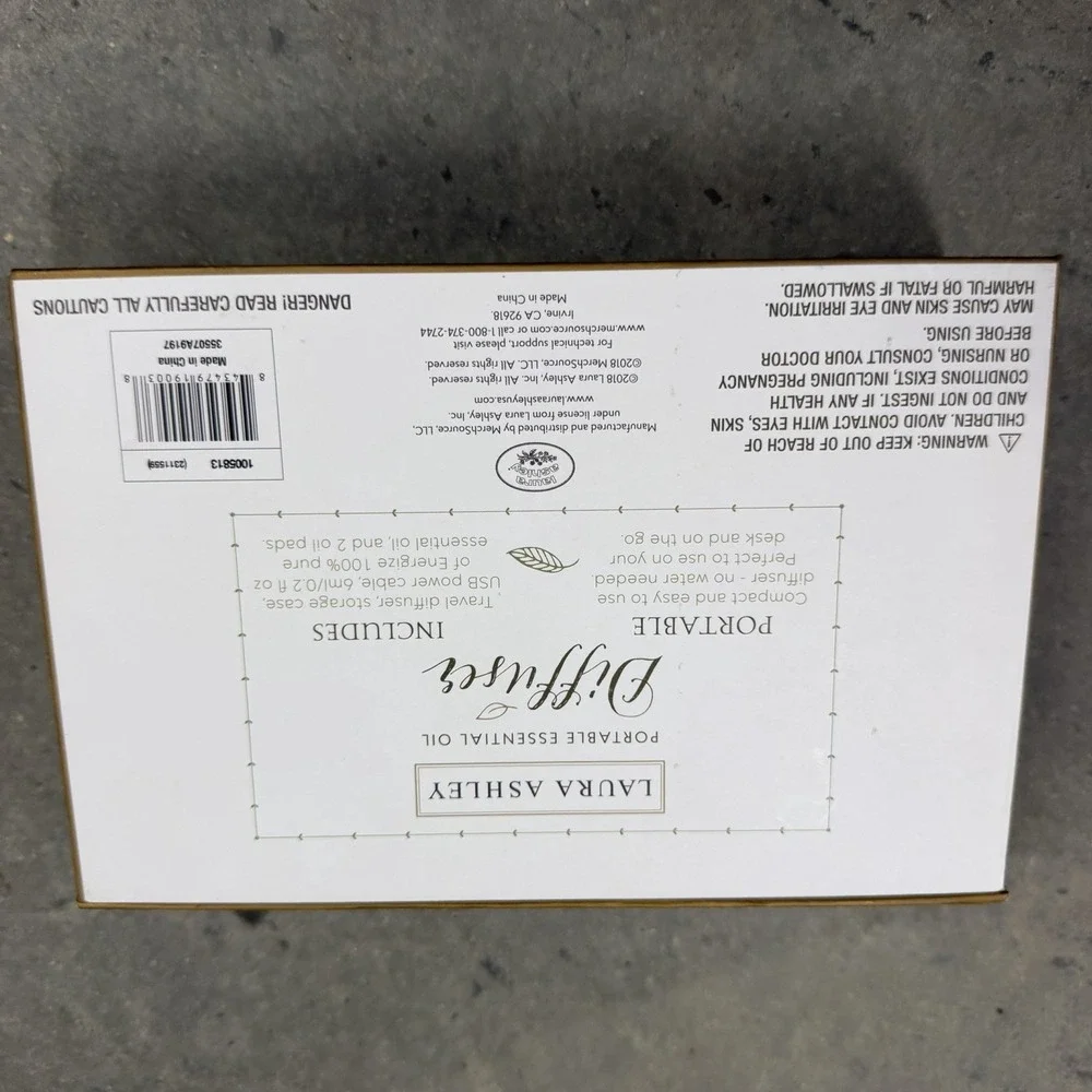 Laura Ashley Portable Essential Oil Diffuser Gift Set Travel Case Energize
